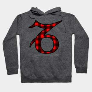 Capricorn Zodiac Horoscope Symbol in Black and red Buffalo Plaid Hoodie